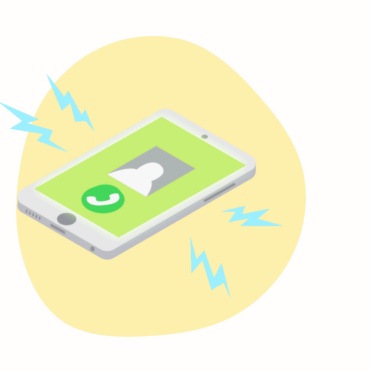 A drawing of a phone buzzing.
